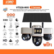 V380 Pro VTS30 Solar IP66 Wireless Outdoor waterproofing Three lens Wifi CCTV Camera Built-in Batter