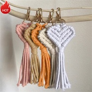 LK8M-Heart-shaped Pendant Keychains For Women Handmade Macrame Key Chains Rings Cute Car Keyring Wed