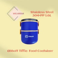 Abbott Tiffin Food Container Stainless Steel 304+PP 1.6L Lunch Box 2 Tiers