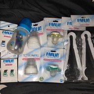 Farlin Bundle Set (Tongs 2pcs, Pacifiers 2pcs, Capring 2pcs, Diaper Clip 2pcs with Bottle 4'oz)