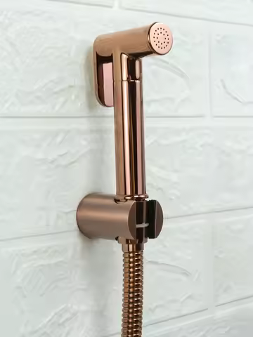 Glossy Rose Gold Brass Bidet Sprayer Hand Held Toilet Bidet Spray Shattaf Copper Bathroom Toilet Jet