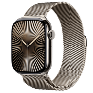 Apple - Apple Watch Series 10 (GPS + 流動網絡)；46 毫米原色鈦金屬錶殼；原色米蘭網織手環 - S/M
