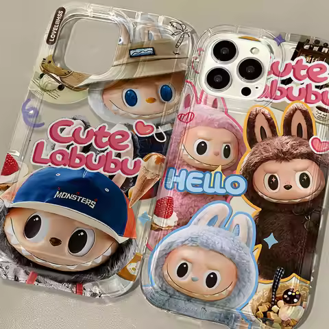 Cute cartoon Labubu Clear Case for VIVO Y02 Y15S Y16 Y17S Y20 Y21 Y35 Y36 Y50 Y77 Y91 Y93 2020 5G Ai