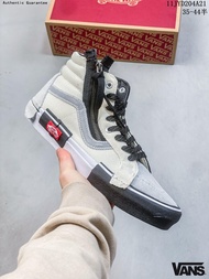 แวนส์ Vans SK8 Hi Deconstructed Black & White Retro Sneakers Classic High Tops ของ แท้ Outdoor Shoes