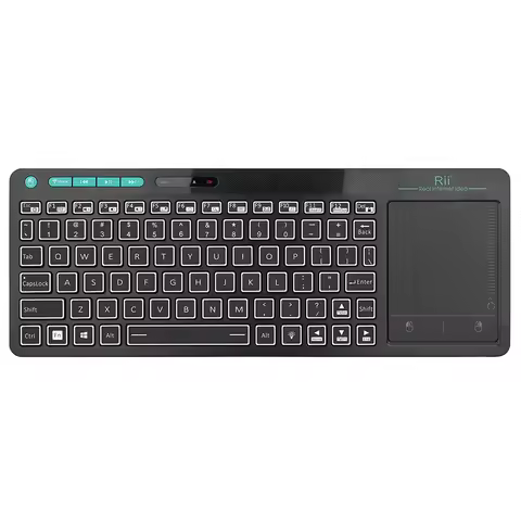 Rii K18S Mini Bluetooth Wireless 2-LED Color Backlit Multimedia Keyboard Mouse Rechargable Keyboard 