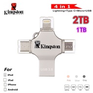 2TB USB3.0 flash drive 4in 1 Metal 1TB 512GB 256GB Otg Pendrive 128GB 64GB U Disk For iP/ho/ne 6/7/8