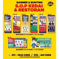 BUNTING & BANNER SOP Kedai Makan, Restoran & Premis Perniagaan 🔥 FREE 8 Pilihan Design SOP❗🔥 HOT SAL