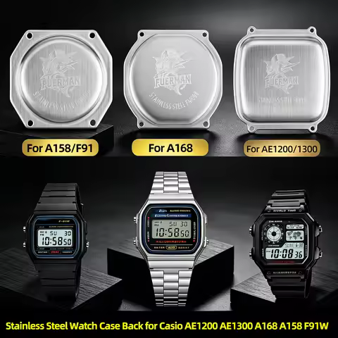 Stainless Steel Case Back Cover Replacement Parts For Casio Small Square F91W A158 A168 AE1200 AE130