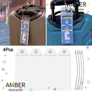 AMBER Cruise Luggage Tag Holders, Zip Seal Pouch Steel Wire Cable Loop Suitcase Label Holder, Essent