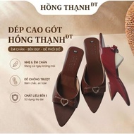 HONG THANH DT - 5cm Wedge Sandals with Bow Straps, Trendy Pointed Toe Buckle