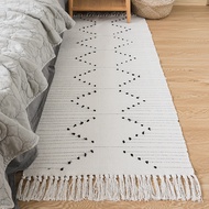Hand- Bedroom Floor Mats Bohemian Nordic Minimalist Style Tatami Mat R White Tassel Car Bedside Anti