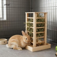 GPEQE Rabbit Hay Manger, Wooden Detachable Hay Feeder, Practical Self-Feeding Durable Rabbit Hay Rac