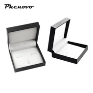 [Phenovo] Luxury PU Leather Interior Cufflink Plastic Case Box For Cufflinks Tie Clip