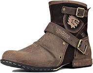 Men's Boots Chukka Motorcycle Boots for Men Hiking Combat Ankle Biker Zipper Fashion Boot Black Brow