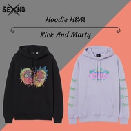 เสื้อกันหนาว มีฮู้ด ลาย H&amp;M Rick And Morty สีดํา และสีม่วง