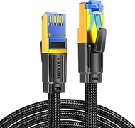 SAMZHE Cat 8 Ethernet Cable 50FT High Speed Braided Network Cord 40Gbps 2000Mhz Cat8 RJ45 Connectors
