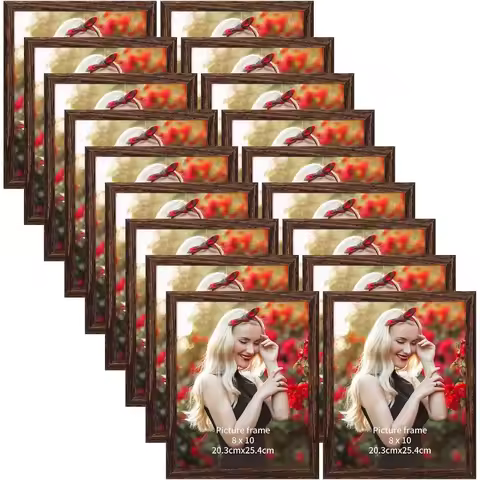 Wooden Bulk 8x10 Picture Frame Set of 18, Rustic Brown Photo Frames Fits 8 by 10 for Wall or Tableto