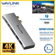 Wavlink 7-In-2 USB-C Hub/แท่นวางขนาดเล็กเข้ากันได้กับ Thunderbolt 3 USB CHDMI 4K100W PD USB-C 2x USB 3.0 SD/MicroSD Readerพื้นที่สีเทาสำหรับ Macbook Pro 2016-2020 Macbook Air 2018-2020