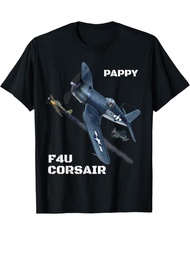 Men'S Vintage Aviation Graphic T-Shirt - F4U Corsair Fighter Plane Print - Crew Neck Short Sleeve