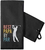 TOUNER Funny Golf Towel Gift for Dad, Retirement Gifts for Men Golfer, Funny Golf Towel for Men, Embroidered Golf Towels for Golf Bags with Clip (Best Papa by Par)