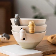 Japanese Style Three-Dimensional Cat Ceramic Bowl Rice Bowl|Ceramic Soup Bowl|Soup Bowl|Bowl|Ceramic