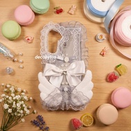 HP (decobytos) PRE-ORDER Decoden Phone Case Casing ぜLace Ribbon For All Types Handmade Deco Cream 3D