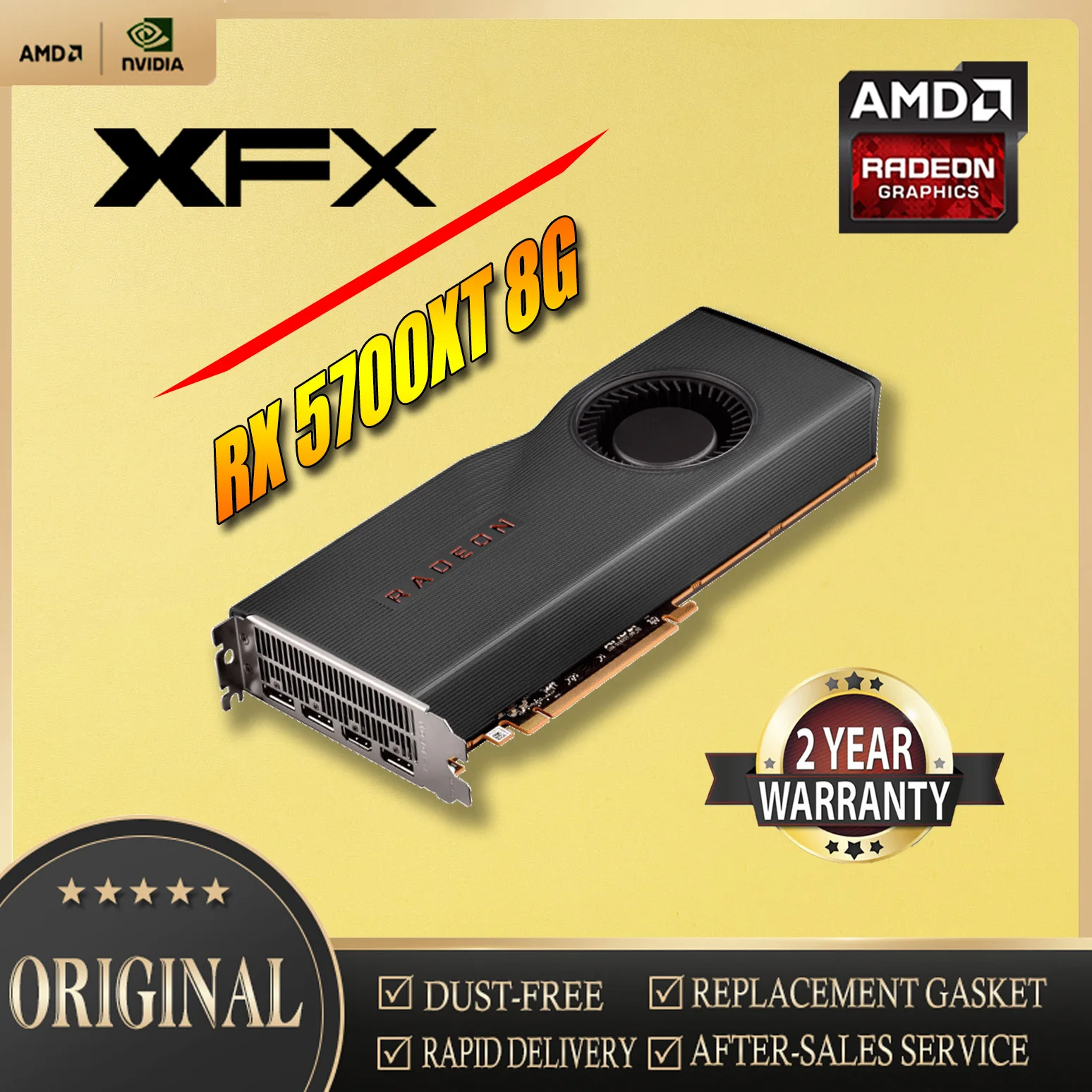 การ์ดจอ XFX RX5700XT 8GB ผู้ก่อตั้ง256bit 7nm AMD PCIE4.0X16วิดีโอเดสก์ท็อปคอมพิวเตอร์ส่วนบุคคลแผนที่เกมที่ใช้ CPD