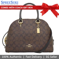 Coach Handbag In Gift Box Crossbody Bag Katy Satchel In Signature Canvas Brown Black # 2558