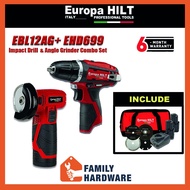 EEHIONG1977 Europa Hilt Ehd699 Cordless Drill EBL12AG Cordless Angle Grinder Combo Set