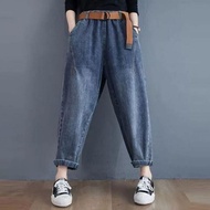 Mambo Baggy Pants Celana Jeans Wanita Polos Pola Potongan Lebar Boyfriend Jeans Polos