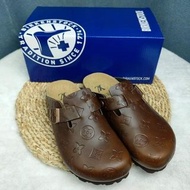 BIRKENSTOCK × LV聯名棕紅皮64包頭涼鞋（35-46碼）