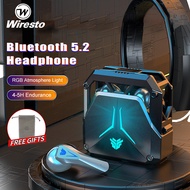 Wiresto Bluetooth Headset Digital Display Sports Earphone Anti Sweat Headphone Ear Hook Wireless Bluetooth Headset Wireless Bluetooth 5.2 Earphone HD Stereo Headset Gaming Headset with Breathing Light
