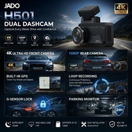 JADO H501 GPS Dashcam 4K Kamera Kereta Rekod Depan Belakang Recording Dashcam Free Hardwire Kit