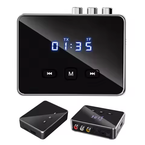 BT 5.4 Receiver Transmitter with RCA 3.5mm AUX & Display BT Audio Adapter BT Adapter for TV/Car/PC/H