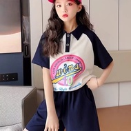 Thời trang hai món áo thun và quần đùi Bộ đồ mùa hè cho bé gái hobibear