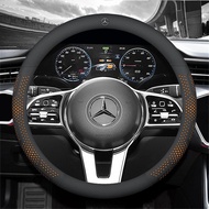 ชุดแต่งรถยนต์พวงมาลัยรถหนังกันลื่นที่ระบายอากาศได้ดีพวงมาลัยสปอร์ตพวงมาลัย15นิ้วเหมาะสำหรับ Mercedes