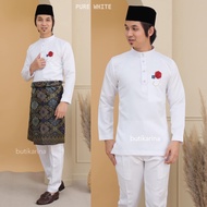 BAJU MELAYU SLIM FIT PUTIH PURE WHITE PREMIUM DUTCHESS BAJU MELAYU NIKAH SANDING PENGANTIN RAYA