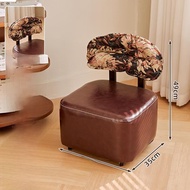 Stool Solid Wood Back Chair Small Sofa Stool Soft Padded Slipper Stool Universal Wheel Board Stool H