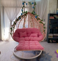 Double Pole Thick Wicker Iron Art Swing Chair Balcony Indoor Hanging Chair Lazy Suspended Bed Balcon