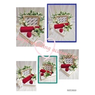 gubahan frame mas kahwin c/w bekas rantai tangan dan bekas cincin(creamgreenwhite)