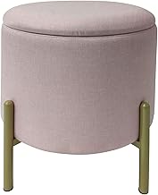 ECHTWERK Logan Stool with Storage Space, Removable Lid, Round Storage Chest with Wooden Feet, Suitab