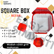 Kotak Makan Traveling/Kotak Makan Pemanas instan/Lunch Box - Square Merah