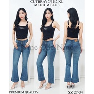 HW celana cutbray 7/9 MEDIUM BLUE NINE O NINE JEANS PREMIUM QUALITY 2-BUTTON JEANS