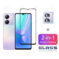 Vivo Y27 5G Tempered Glass  for Vivo Y17s Y36 Y35 Y27 Y16 Y02 Y02s Y22s Y33s Y15a Y15s Y12a Y12s Y76 Y75 5G 4G 2 in 1 Full Cover Camera Lens Glass Screen Protector Protective Film