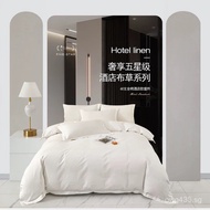 Hotel Bedding Wholesale Thickened Hotel Bedding Set Four-Piece Set Pure White Bed Sheet Three-Piece 