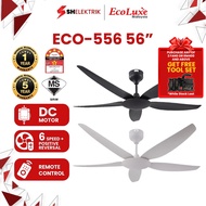 ECOLUXE 556 56" 5 Blades Ceiling Fan DC Motor - Black / White Kipas Siling Kipas 5 Bilah