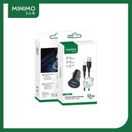 Minimo MSF02-C Car Charger Type-C Fast Charging 12W 2.4A Dual USB Car Charger Fast Charging Car Char