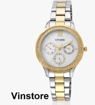 [Vinstore] Citizen Classic Analog Two Tone Stainless Steel Strap Mother of Pearl Dial Women Watch ED8154-52D