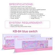 OKER คีย์บอร์ด OKER K84 RGB Mechanical Keyboard สีขาว ชมพู-สวยงาม