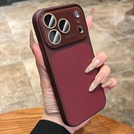 Leather Big Window Phone Case For iPhone 17 13 14 15 16 Pro Max 16Pro 17Pro Max Case Cute Candy Lens